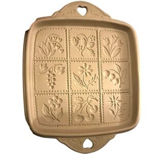 Vintage 1988 Brown Bag Decorative stoneware cookie mold floral/berries cottage.